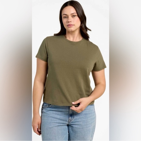 nuuds Women’s Vintage Cotton Distressed Everyday Tee in Olive, Size XXL - Picture 1 of 6